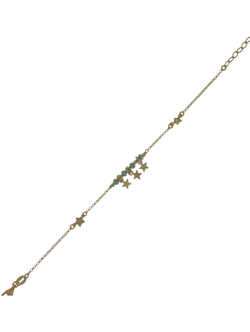 Pulsera Plata Dorada Mujer PPUL3150/TC Estrellas C. Piedras Turquesas