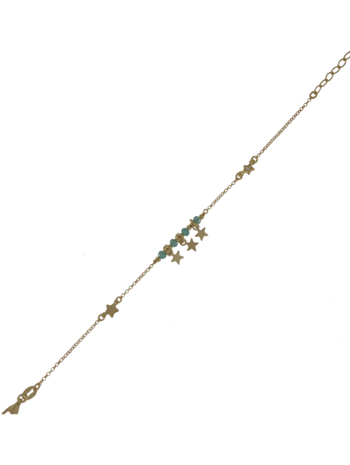 Pulsera Plata Dorada Mujer PPUL3150/TC Estrellas C. Piedras Turquesas