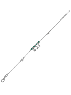 Pulsera Plata Mujer PPUL3150/V Estrellas C. Piedras Verdes