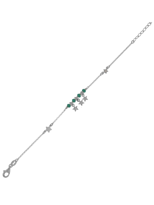 Pulsera Plata Mujer PPUL3150/V Estrellas C. Piedras Verdes