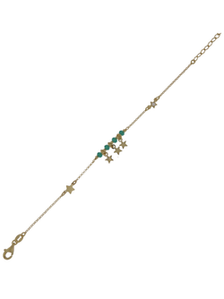 Pulsera Plata Dorada Mujer PPUL3150/VC Estrellas C. Piedras Verdes