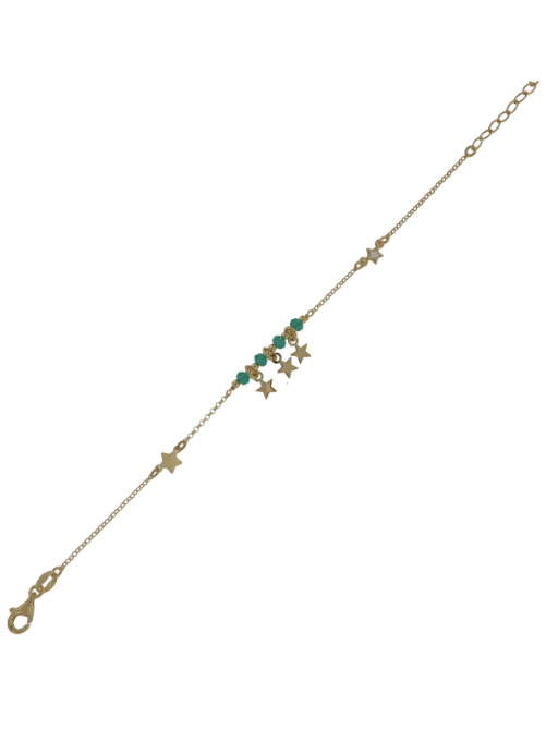 Pulsera Plata Dorada Mujer PPUL3150/VC Estrellas C. Piedras Verdes