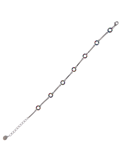 Pulsera Plata Mujer PPUL3177 Círculos C. Circonitas Multicolor