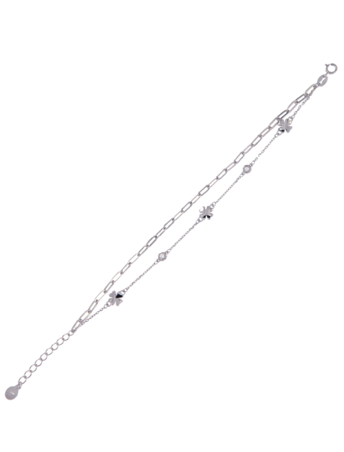 Pulsera Plata Mujer PPUL3185 Doble C. Tréboles & Circonitas