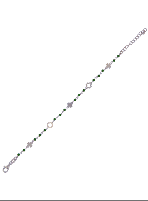Pulsera Plata Mujer PPUL3210/V Tréboles C. Circonitas Verdes