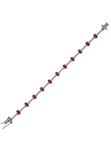 Pulsera Plata Mujer PPUL3247/R Circonitas Rojas