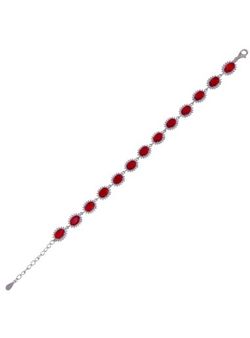 Pulsera Plata Mujer PPUL3248/R Eslabones Circonitas Rojas