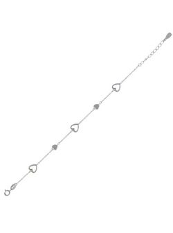 Pulsera Plata Mujer PPUL3253 Corazones Circonitas