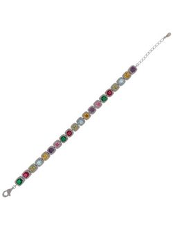 Pulsera Plata Mujer PPUL3294 Circonitas Cuadradas Multicolor