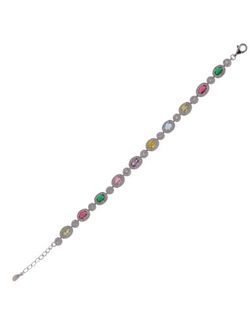 Pulsera Plata Mujer PPUL3295 Circonitas Ovaladas Multicolor