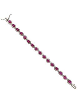 Pulsera Plata Mujer PPUL3299/R Eslabones Circonitas Rojas