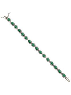 Pulsera Plata Mujer PPUL3299/V Eslabones Circonitas Verdes