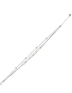 Pulsera Plata Mujer PPUL3331 Cadena Doble Circonitas