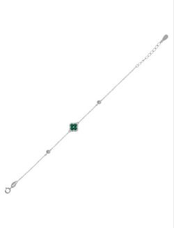 Pulsera Plata Mujer PPUL3354/V Trébol Circonitas Verdes Bicolor Blancas