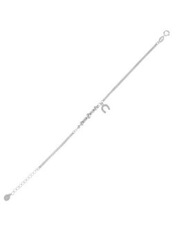 Pulsera Plata Mujer PPUL3356 Circonitas Herradura Colgante