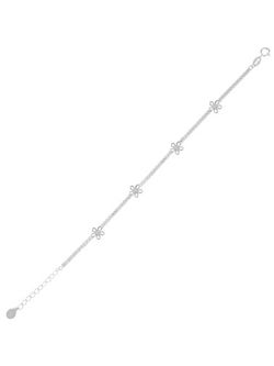 Pulsera Plata Mujer PPUL3366 Flores Caladas Circonitas