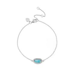 Pulsera Plata Mujer PUM0008RHAZ Piedras Minerales Amazonita