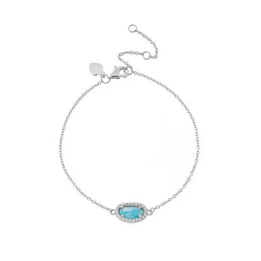 Pulsera Plata Mujer PUM0008RHAZ Piedras Minerales Amazonita