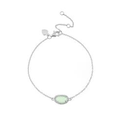 Pulsera Plata Mujer PUM0008RHCA Piedras Minerales Calcedonia