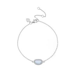 Pulsera Plata Mujer PUM0008RHCB Piedras Minerales Calcedonia Azul