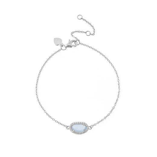 Pulsera Plata Mujer PUM0008RHCB Piedras Minerales Calcedonia Azul
