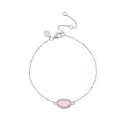 Pulsera Plata Mujer PUM0008RHCR Piedras Minerales Cuarzo Rosa