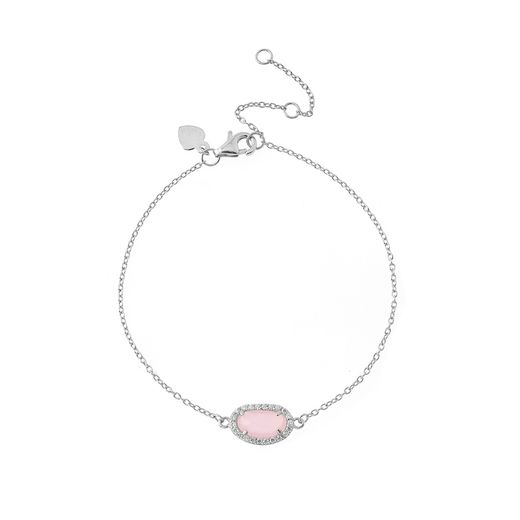 Pulsera Plata Mujer PUM0008RHCR Piedras Minerales Cuarzo Rosa