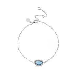 Pulsera Plata Mujer PUM0008RHGB Piedras Minerales Glass Blue