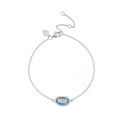 Pulsera Plata Mujer PUM0008RHGB Piedras Minerales Glass Blue