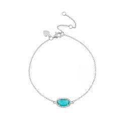 Pulsera Plata Mujer PUM0008RHOV Piedras Minerales Onix Verde