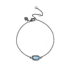 Pulsera Plata Mujer PUM0008RUGB Piedras Minerales Glass Blue
