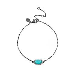 Pulsera Plata Mujer PUM0008RUOV Piedras Minerales Onix Verde