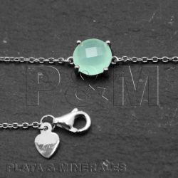 Pulsera Plata Mujer PUM0011RHCA Piedras Minerales Calcedonia