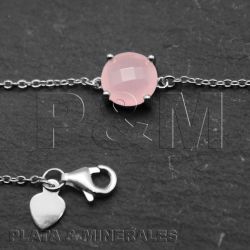 Pulsera Plata Mujer PUM0011RHCR Piedras Minerales Cuarzo Rosa