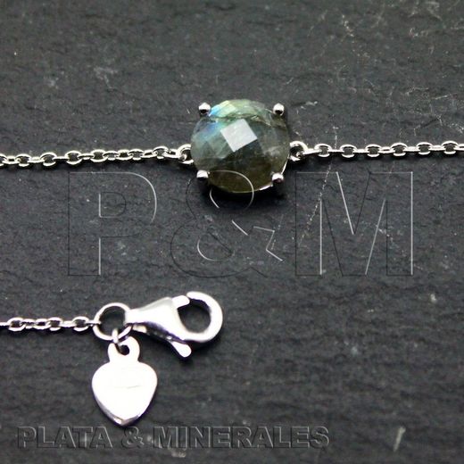 Pulsera Plata Mujer PUM0011RHLA Piedras Minerales Labradorita
