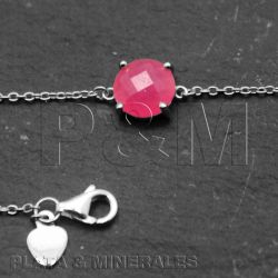 Pulsera Plata Mujer PUM0011RHRU Piedras Minerales Rubí