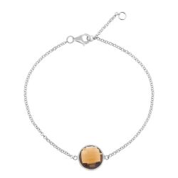 Pulsera Plata Mujer PUM0012RHCH Piedras Minerales Cuarzo Ahumado