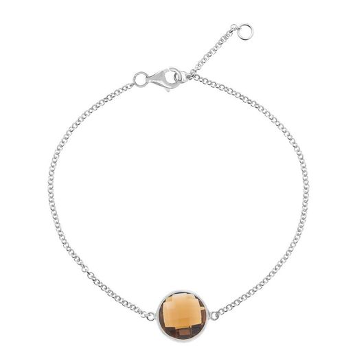 Pulsera Plata Mujer PUM0012RHCH Piedras Minerales Cuarzo Ahumado