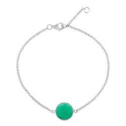 Pulsera Plata Mujer PUM0012RHOV Piedras Minerales Onix Verde