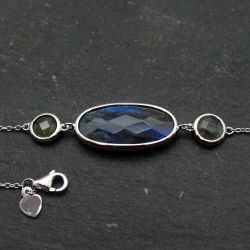 Pulsera Plata Mujer PUM0015RHLA Piedras Minerales Labradorita
