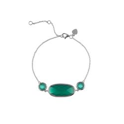 Pulsera Plata Mujer PUM0015RHOV Piedras Minerales Onix Verde