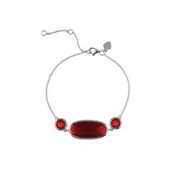 Pulsera Plata Mujer PUM0015RHRU Piedras Minerales Rubí