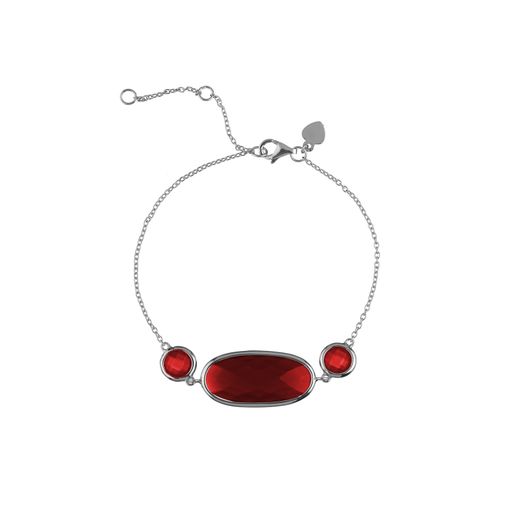 Pulsera Plata Mujer PUM0015RHRU Piedras Minerales Rubí