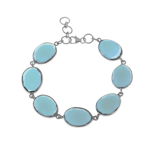 Pulsera Plata Mujer PUM0024PLCA Piedras Minerales Calcedonia