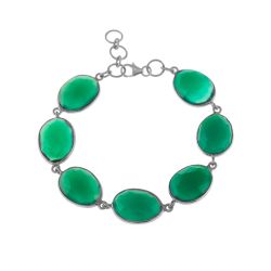 Pulsera Plata Mujer PUM0024PLOV Piedras Minerales Onix Verde