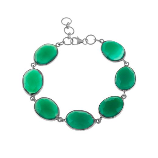 Pulsera Plata Mujer PUM0024PLOV Piedras Minerales Onix Verde