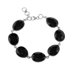 Pulsera Plata Mujer PUM0024PLOX Piedras Minerales Onix Negro
