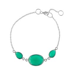 Pulsera Plata Mujer PUM0034RHOV Piedras Minerales Onix Verde