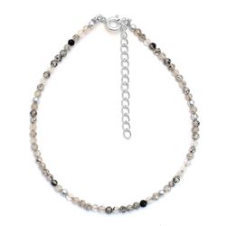 Pulsera Plata Mujer PUM0036RHCN Piedras Minerales Cuarzo Rutilado Negro