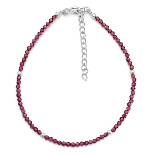 Pulsera Plata Mujer PUM0036RHGR Piedras Minerales Granate